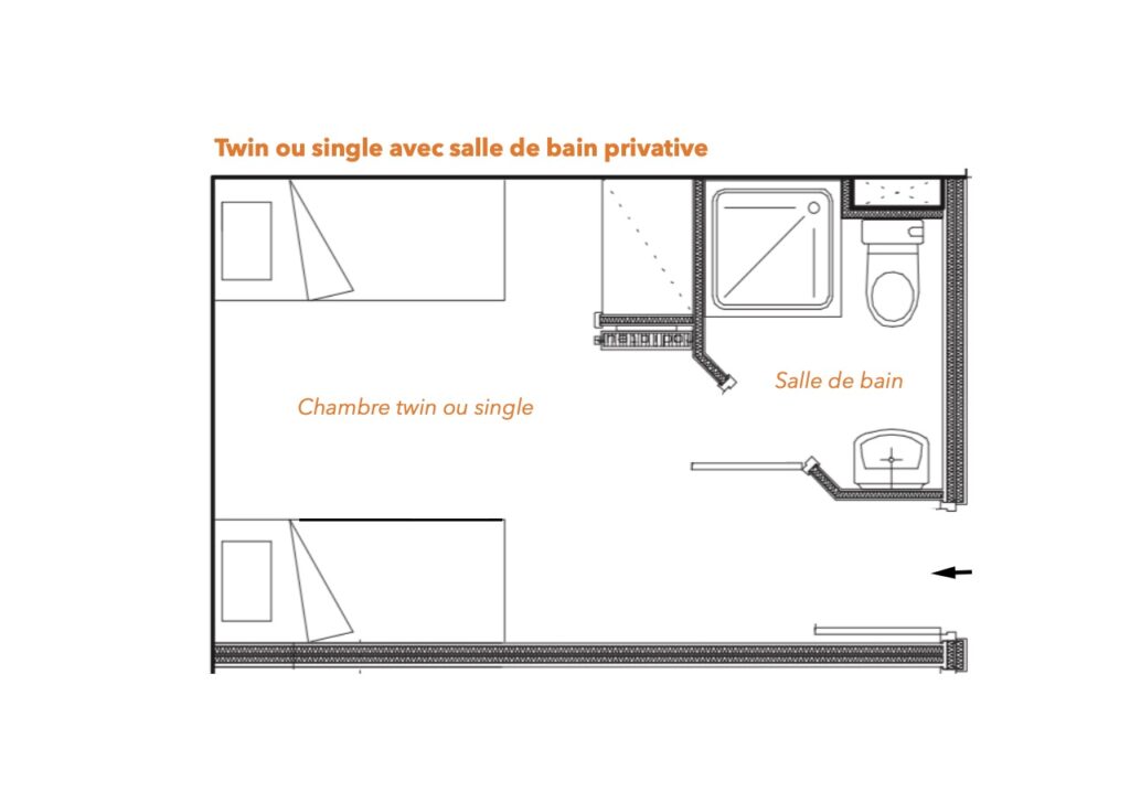 Gite de La Jarjatte, plan de chambre twin et single