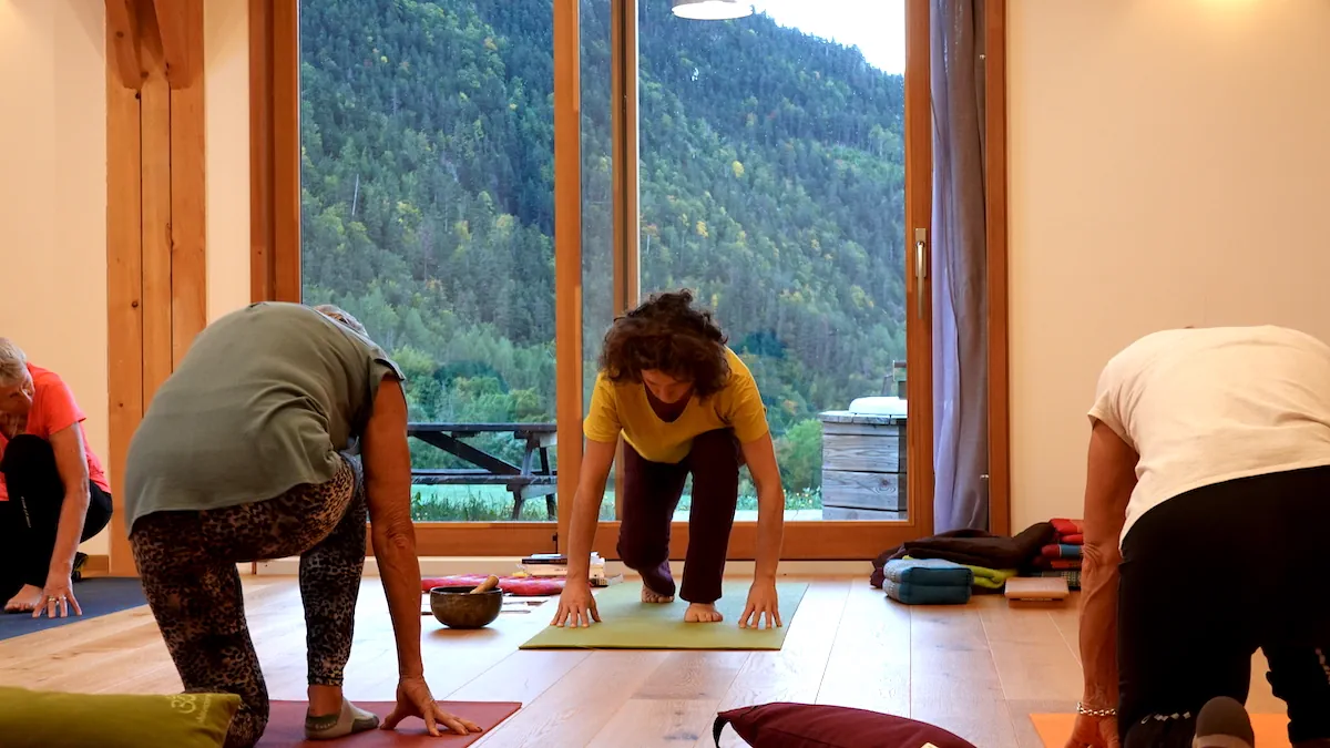 Séance de yoga au Valgabondage